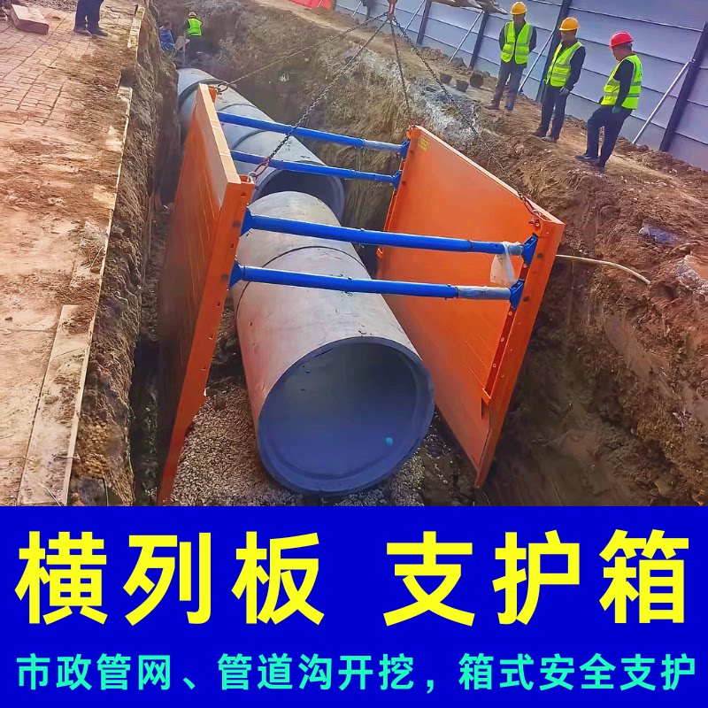 管道支护箱沟槽支护板地坑开挖挡土板钢板支护箱管网沟防塌横列板