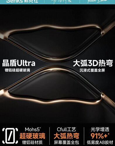 【晶盾Ultra AR增透热弯膜】Benks适用苹果18promax钢化iPhone17全屏16覆盖手机保护贴无尘仓3d防窥折叠屏Duo