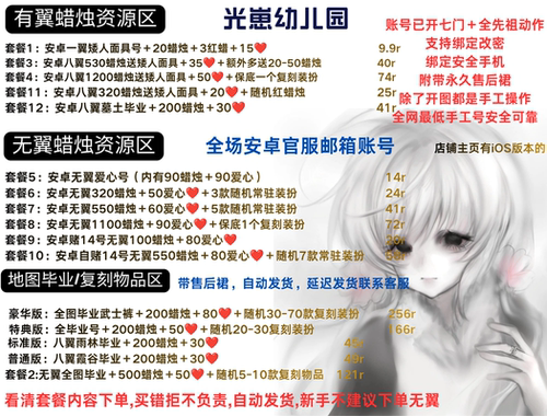 光遇sky萌新安卓已开七图装扮物品号蜡烛号盲盒号14号身高