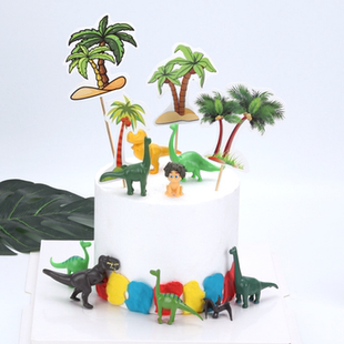 情景生日蛋糕装饰椰子树椰树摆件插牌插件场景蛋糕装扮椰子树恐龙