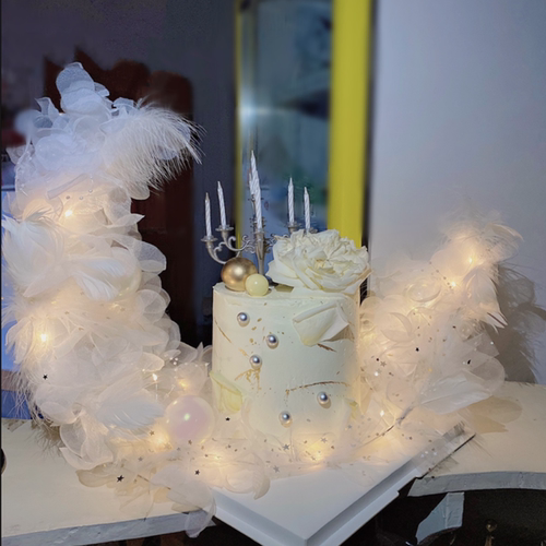 情人节珍珠纱皇冠女神月亮船蛋糕