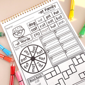 phonics英语自然拼读涂色练习本word CVC words family游戏教具