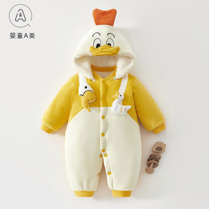婴儿连体衣秋冬夹棉保暖棉袄