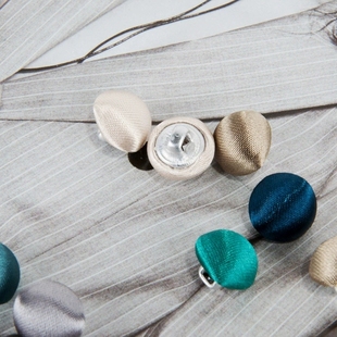 色丁小纽扣衬衫旗袍仿真丝钮扣圆形袖口黑白色绸缎包布蘑菇小扣子