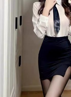 大码性感伪娘套装秘书包臀裙