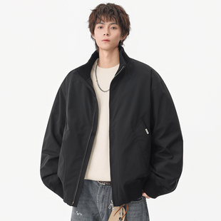 Lesstter冬季新款男生美式宽松立领白鸭绒飞行夹克男士保暖羽绒服