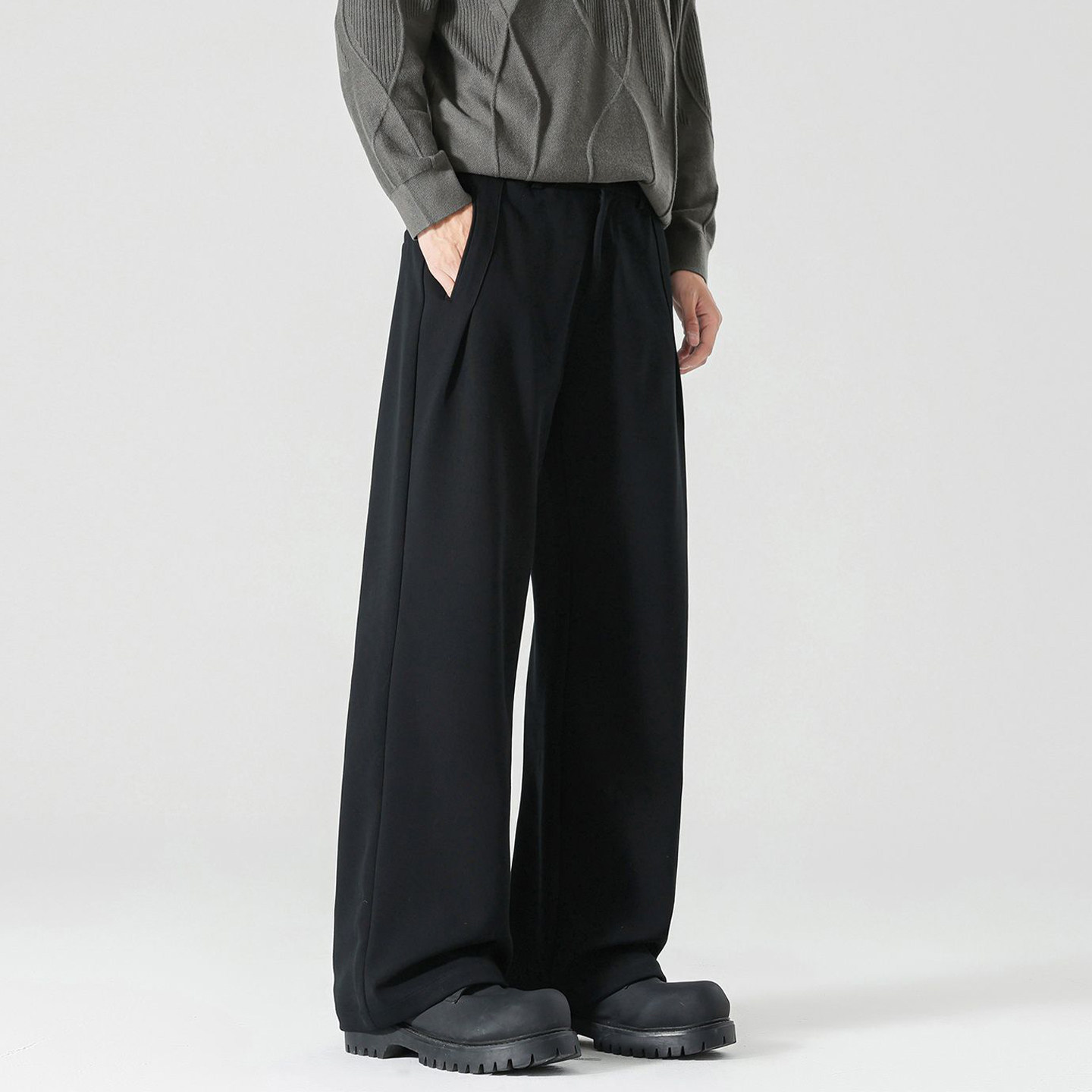 Lesstter春秋2025新款男生美式宽松直筒垂感西裤男士阔腿休闲长裤