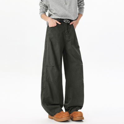 Lesstter男生阔腿工装弯刀裤