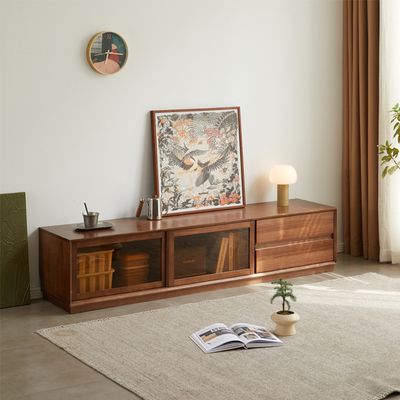 全实木电视柜收纳储物柜一体落地