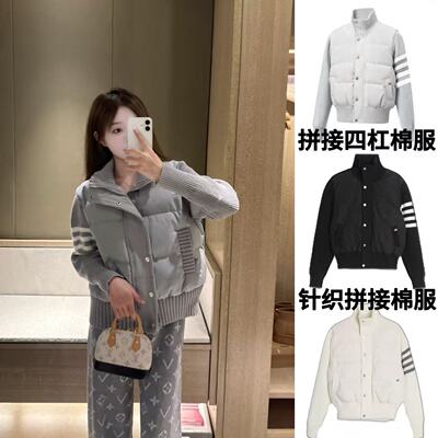 TB轻薄灰色休闲棉服女2025秋冬新款短款立领棉衣冬季保暖棉袄外套