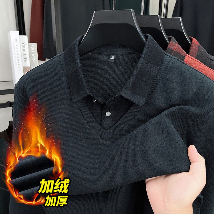 普通毛线POLO领宽松青春活力风套头针织衫/毛衣