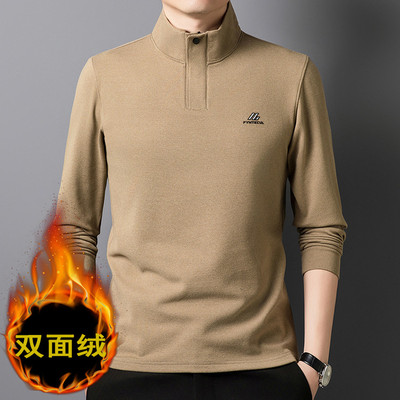 立领标准绵羊毛绣标四季通用T恤