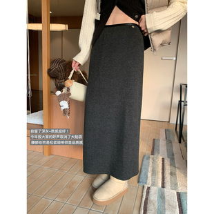 后开叉醋酸羊毛收胯半身裙 直筒一步裙 又见神裙 店铺王牌升级版