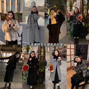 小金扣开衩设计 巨显瘦厚羊毛铅笔裙 每到秋天我离不开 单品