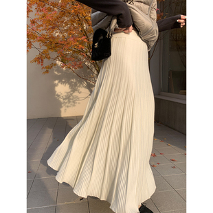 「迷迭花园」外套伴侣 收胯大裙摆长裙 超灵动针织渐变A型百褶裙