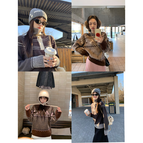 酸奶的衣橱羊驼毛提花毛衣