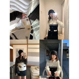 毛衣 节日感温暖冬季 玛黑区Vintage 香香微收腰麻花羊毛拼色开衫