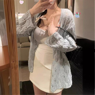 「3.4/春季上新」XUAN XIAO JIE 镂空薄款防晒针织开衫空调衫