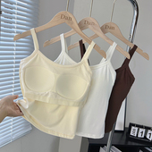 纯色吊带带胸垫女内搭打底上衣夏季 美背背心文胸一体 外穿2024新款