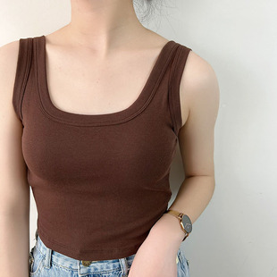 纯棉短款宽带小吊带背心女夏季日系美背露脐内搭打底外穿无袖上衣