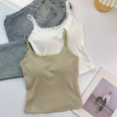 白色吊带蕾丝内搭小背心女夏外穿带胸垫小众2025新款 甜辣显瘦上衣