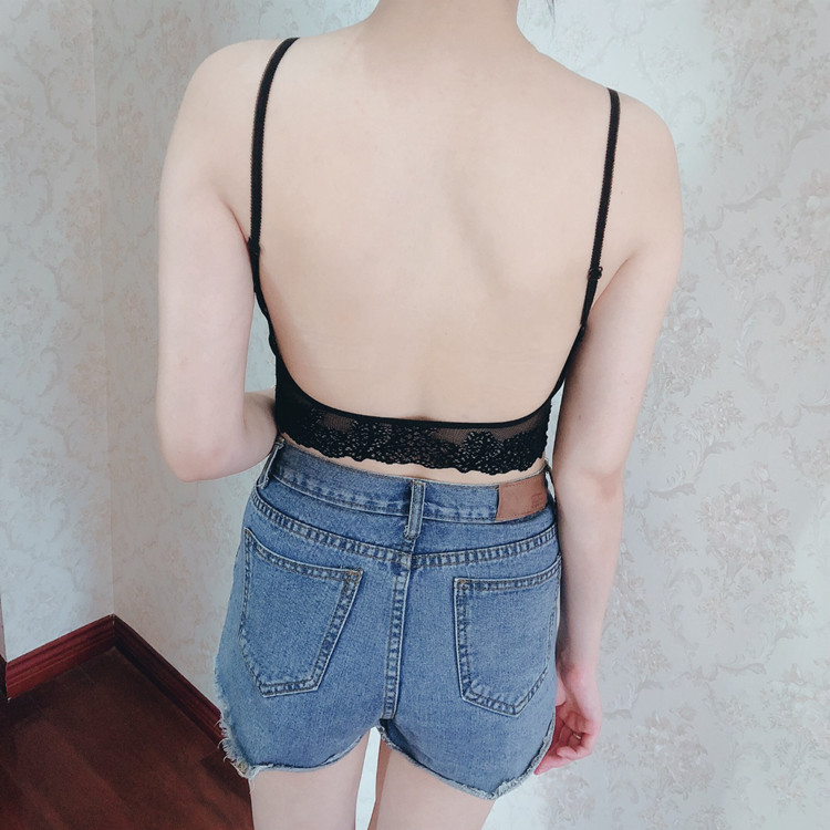 美背u型带胸垫可外穿蕾丝内衣