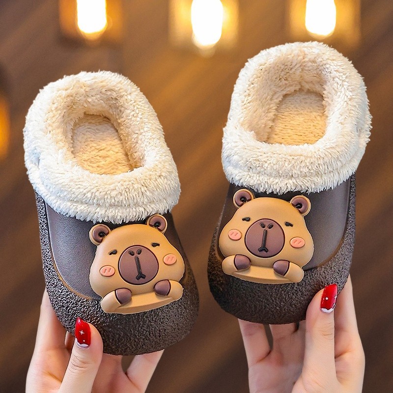 儿童棉拖鞋防水冬季包跟棉鞋宝宝男童棉拖加厚加绒可拆卸毛毛拖鞋