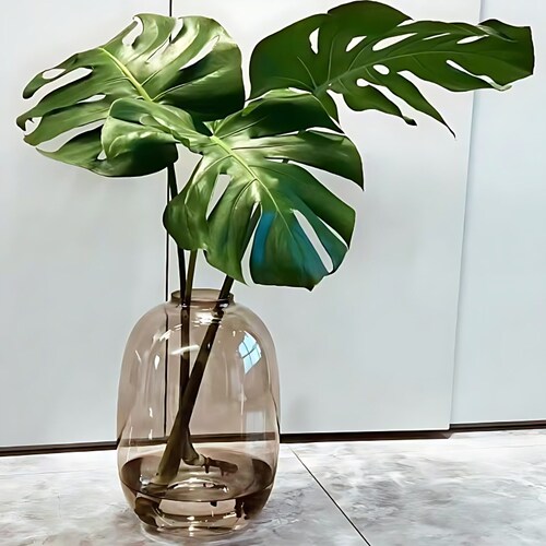 龟背竹花瓶客厅办公室桌面大叶老竹子水培植物花瓶室内水养绿植瓶