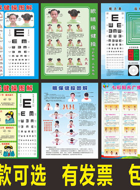 新版眼保健操图解挂图中小学生广播体操墙贴眼保健标准对数视力表