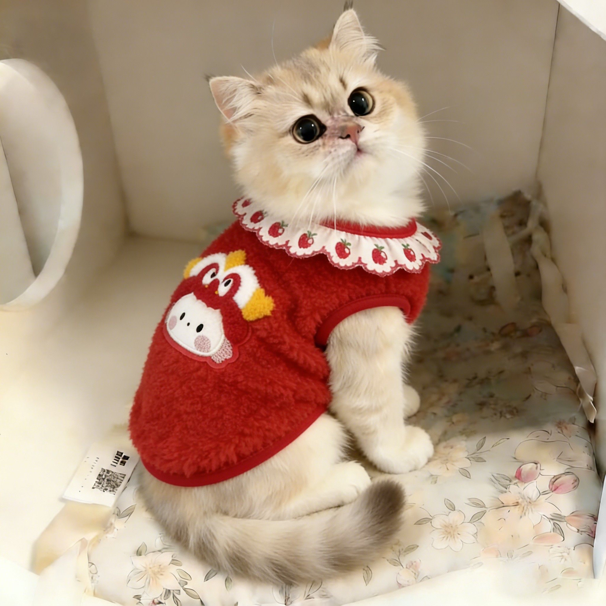 猫咪新年衣服小猫过年喜庆冬装加厚保暖毛绒宠物背心防掉毛布偶猫,宠物/宠物食品及用品,狗宠物服装/雨衣,淘宝优惠券,粉丝福利购,淘宝优惠卷