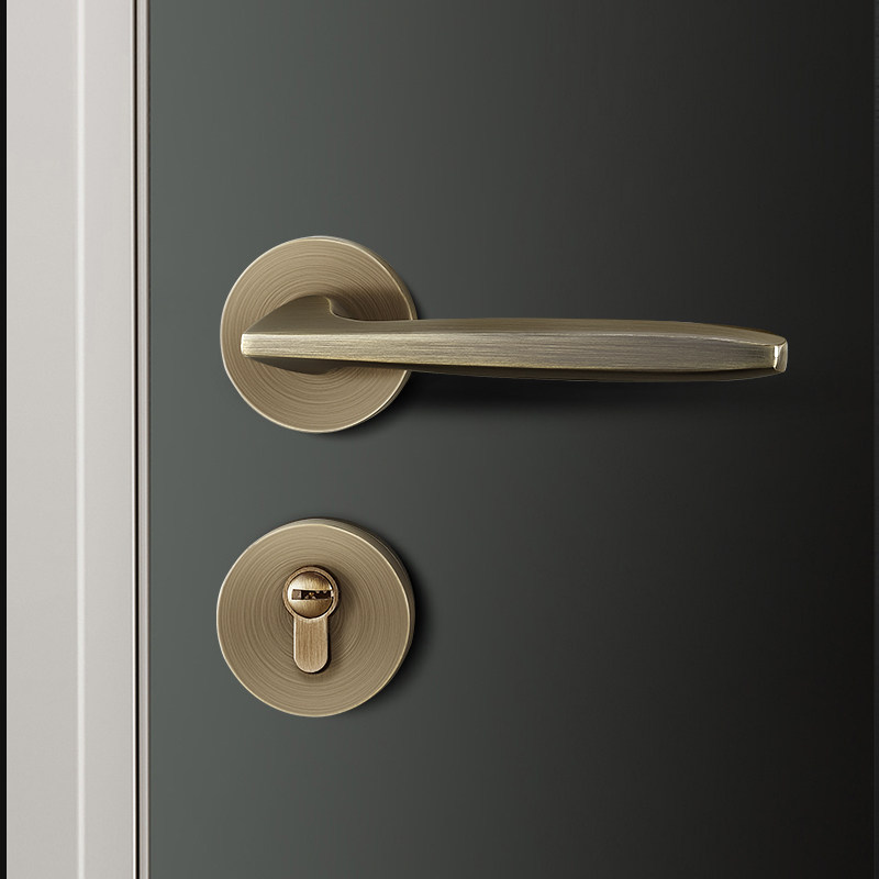 室内卧室两件式家用房门实木门把手青古铜磁吸静音新中式覆古门锁