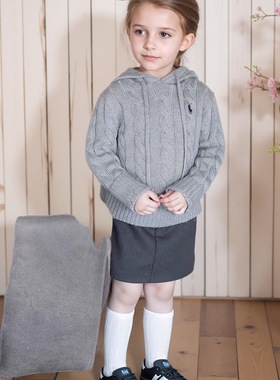 男女童兄妹毛衣针织连帽衫套头小马麻花姐弟装红色灰日系POLO新年