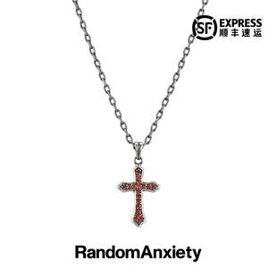 随机焦虑RA「RUBY CROSS」红宝石十字架吊坠项链欧美街头潮流首饰