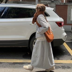 文艺风棉服套装裙子东大门韩版夹棉外套+半身裙两件套原宿风裙子