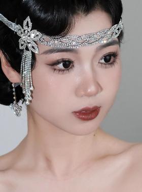 欧美时尚复古盖茨比超闪满钻项链女潮流苏发带蝴蝶结丝带脖链饰品