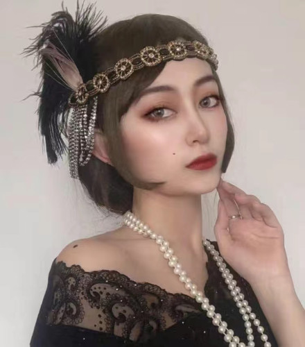盖茨比发饰头饰发带单身派对羽毛
