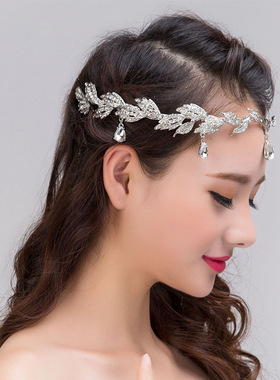 新款新娘额饰眉心坠水钻发箍结婚头饰水晶公主生日皇冠头发饰品女