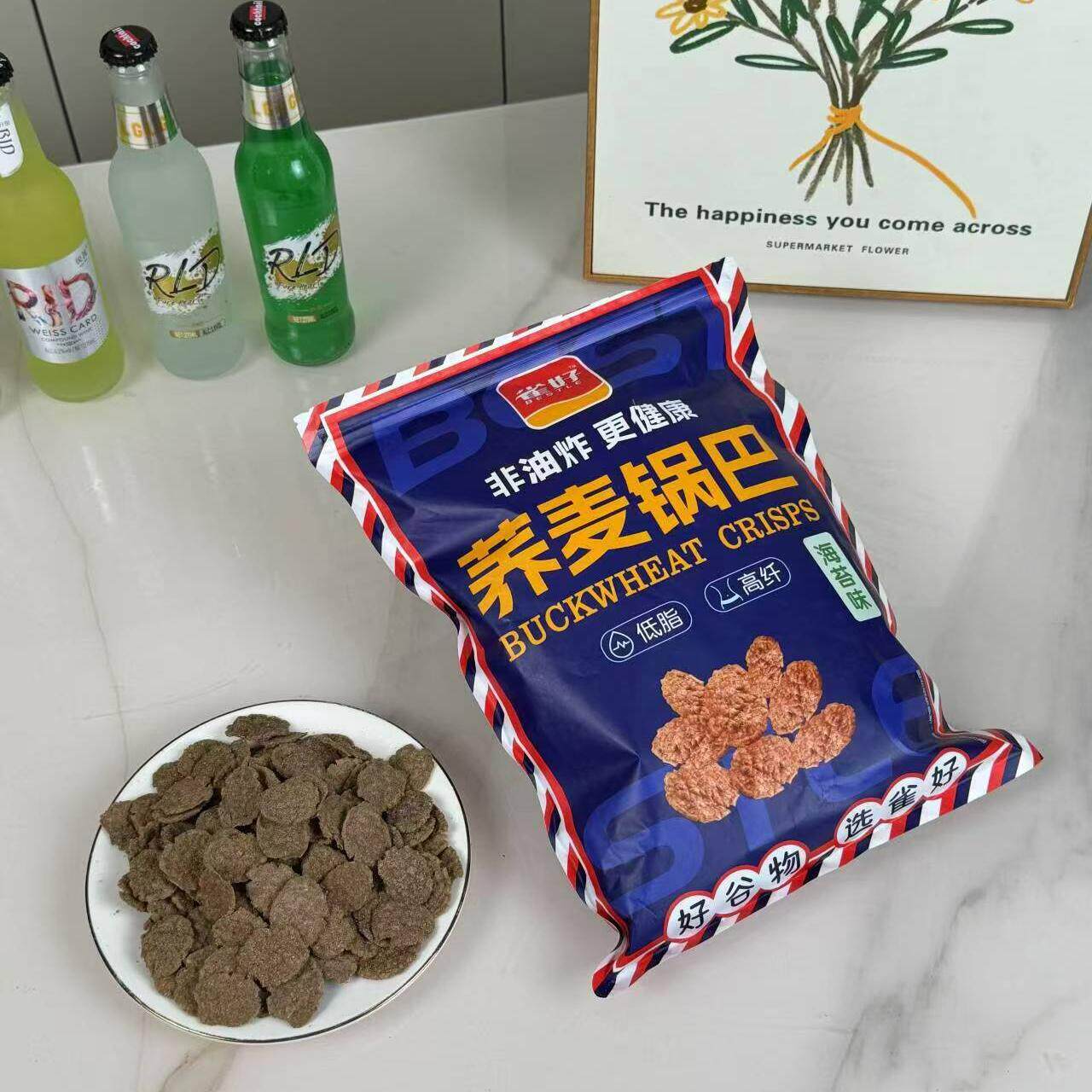 雀好荞麦锅巴解馋小零食低脂宿舍办公室休闲食品非油炸薯片500g