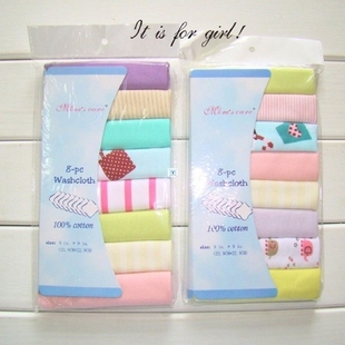 Baby Washcloth Towel Newborn Bath Wipe Cotton 8pcs Cloth Fee