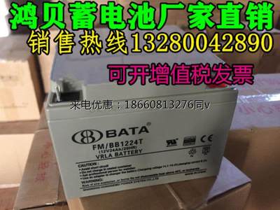 BATA鸿贝蓄电池12V7A12A18A24A33A40A65A100AH120AH应急直流屏UPS