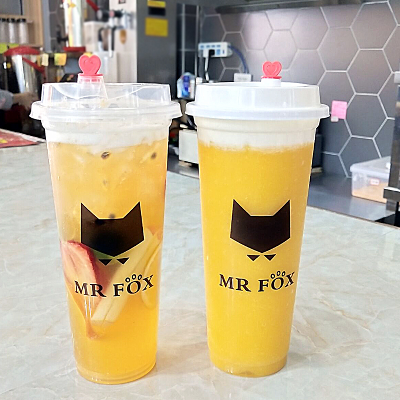 一次性90加厚高透杯奶茶杯塑料杯500ml700ml打包杯冷飲透明果汁杯