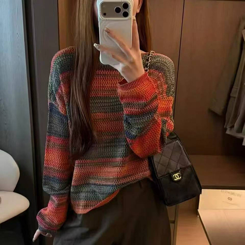 早秋时尚慵懒风时尚气质套头针织毛衣内搭宽松减龄显瘦女款针织衫