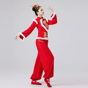 冬季新款秧歌服女年会开门红喜庆舞蹈服成人民族扇子舞打鼓服
