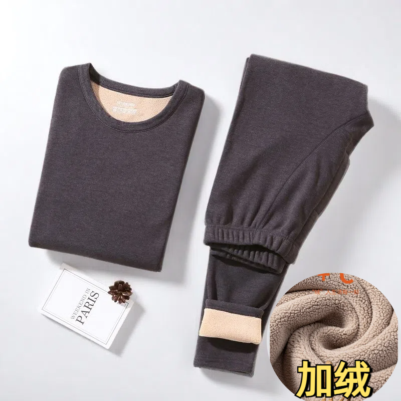 冬季驼绒加绒加厚男士保暖套装中青年防寒保暖内衣裤圆领羊羔一体,童装/婴儿装/亲子装,内衣套装,淘宝优惠券,粉丝福利购,淘宝优惠卷