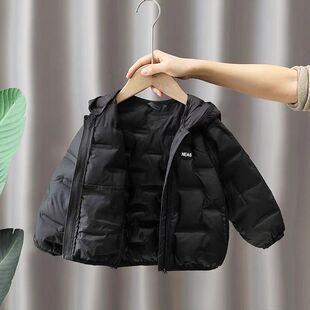 男童轻薄羽绒服女宝新款内搭短款连帽冬装小童宝宝舒服白鸭绒外套