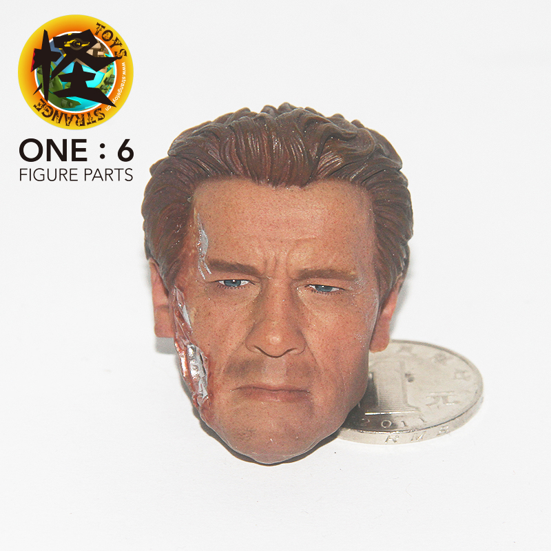 HT HOTTOYS 12寸1:6 终结者T800 老年阿诺 战损头雕 半成品散件
