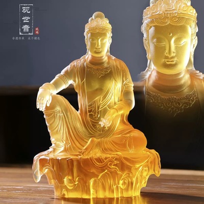 琉璃观音佛堂供奉摆放自在观音水月观音观自在客厅家用摆件