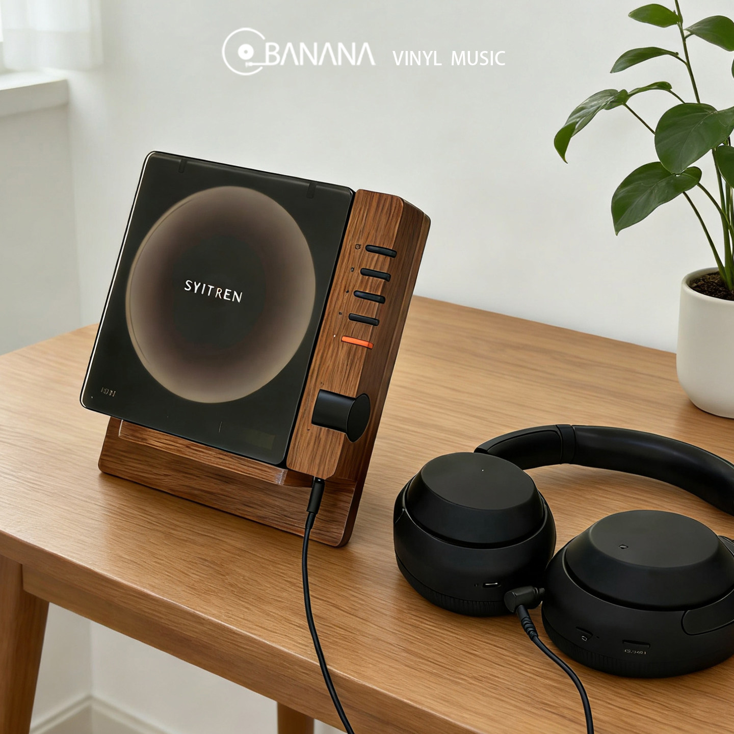 适用SYITREN赛塔林R300 CD机支架高档黑胡桃实木支架CD展示架