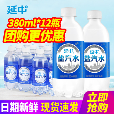 延中盐汽水380ml*12瓶整箱包邮0脂低能量小瓶装夏季解渴碳酸饮料