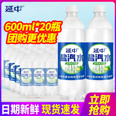 延中咸青桔风味盐汽水600ml*20瓶整箱包邮老上海盐汽水夏季特批价